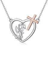 delightful silver I am a child of God heart cross baby necklace